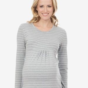 Summer & Sage Maternity S Grey/White Stripe Lng Sl